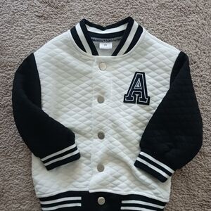Black and White Quilted Varsity Jacket